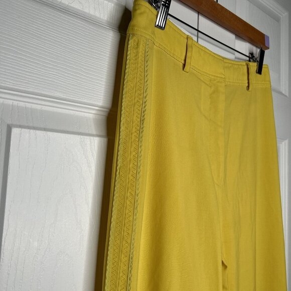 Rochas Orson Yellow Japanese Wool Cuffed Pants Women's Size IT 40 - Picture 4 of 11